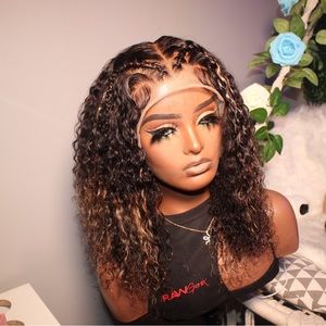 Ready to wear lace frontal wig 13x6 Transparent lace | Custom ombré 18” curly